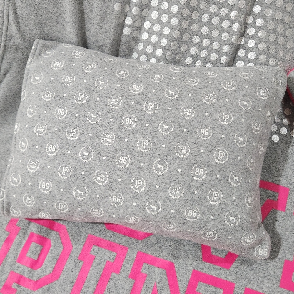 Vintage Victoria's Secret VS PINK Pillow & Blanket Travel Bag Set Monogram Dog - Picture 4 of 11